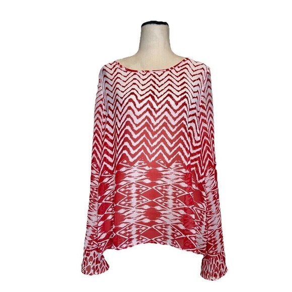 Altar’d State‎ Boho Top Semi Sheer Peasant Blouse Flare Slit Sleeves Women Small - Picture 1 of 10